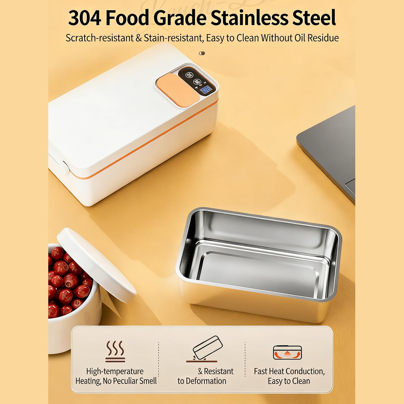 Scaldavivande Elettrico Portatile da 1 litro per Viaggi e Studenti con Scatola riscaldante per Pranzo in ABS