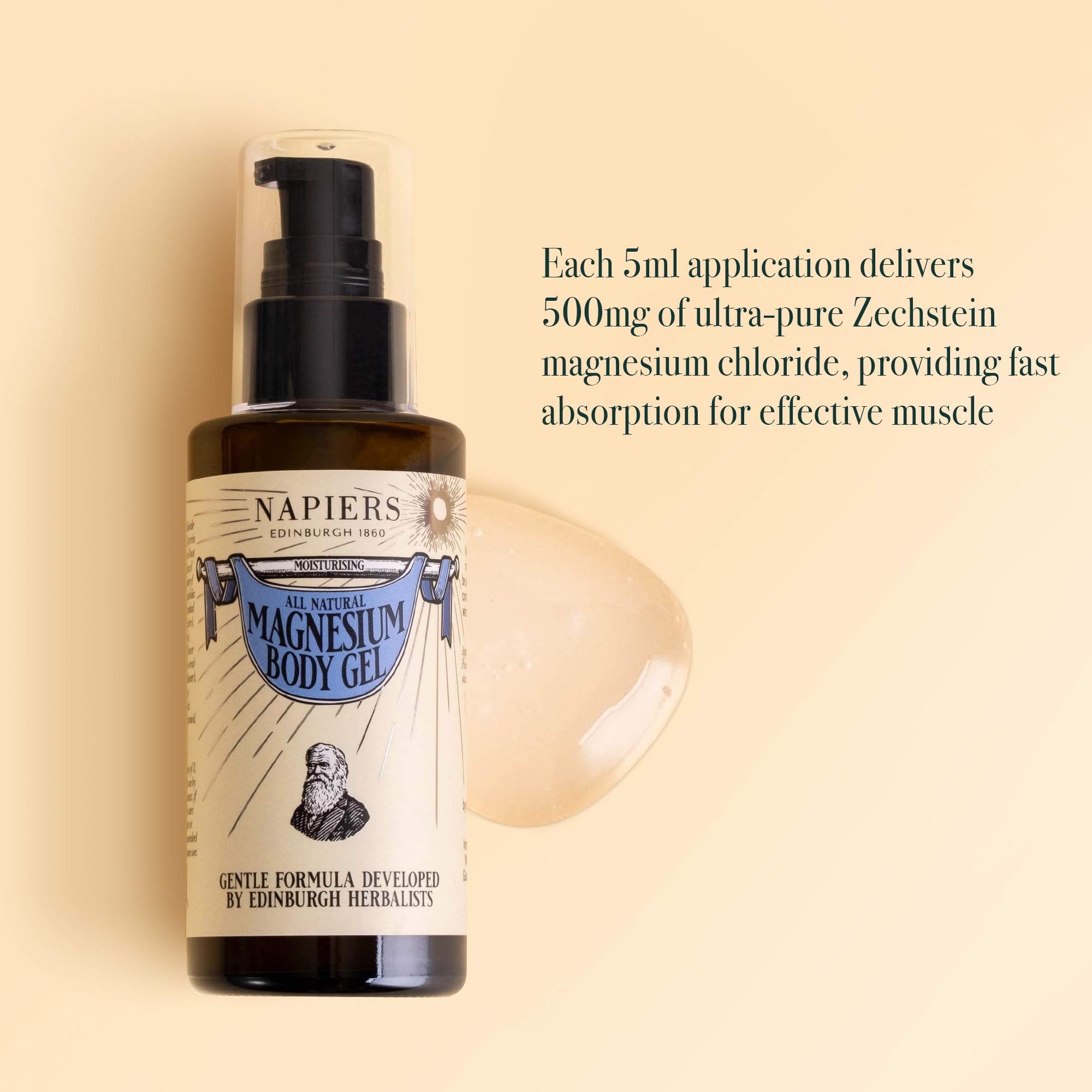 Napiers All Natural Magnesium Body Gel - 500mg per 5ml - 60mg of Elemental Magnesium - Muscle Relaxation & Skin Hydration - Fast-Absorbing - 100ml - Image 3