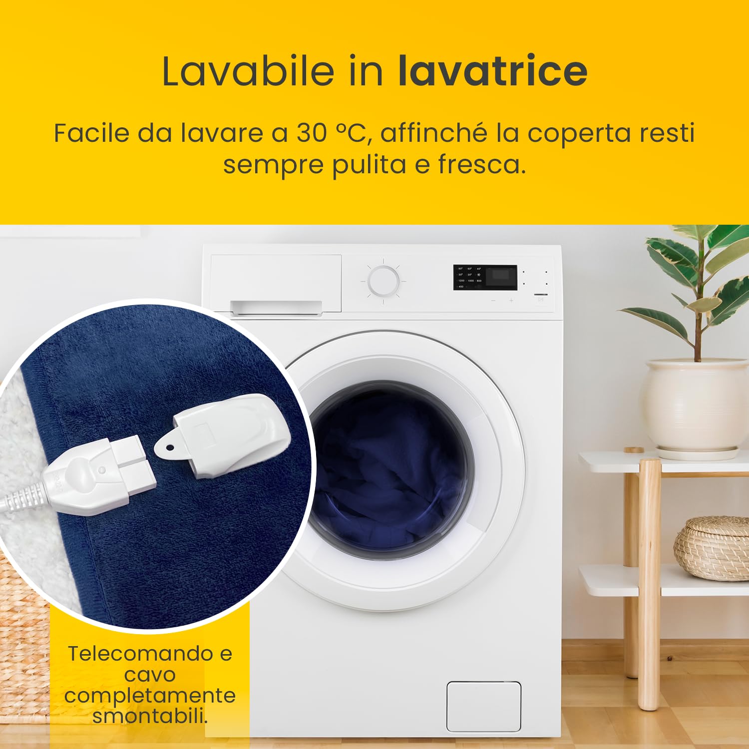 Cosi Home Coperta Riscaldante Elettrica 180x130 cm, in pile sherpa, lavabile in lavatrice con telecomando digitale, timer e 10 impostazioni di calore - Blu