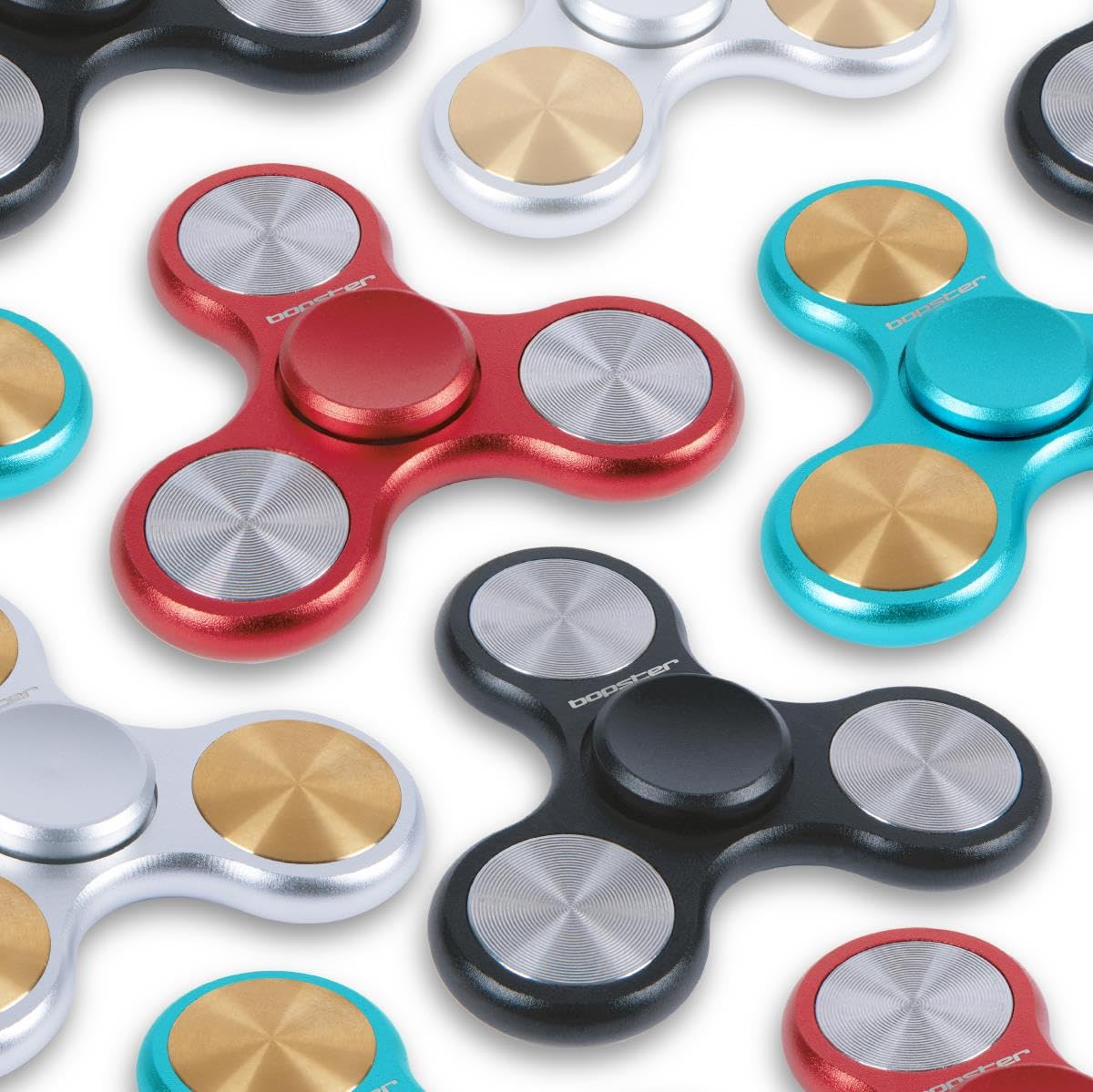 Bopster Metalowy Spinner | Poręczny Tri-Fidget-Spinner dla dzieci i dorosłych | 4+ minuty czasu obrotu, 73 g | Gładka zabawka biurkowa do radzenia sobie ze stresem i koncentracji | Niebieski
