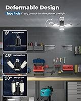 Vista 4 de Bombilla LED de garaje – 120 W 12000 lm luces de tienda con 4+1 paneles deformables, 6500 K luces de techo atornillables para garaje, taller, banco