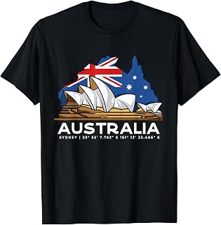 Pride Australian Flag Souvenir Gifts & Clothing Men's Black Small Australia Sydney GPS Coordinates Opera House T-Shirt