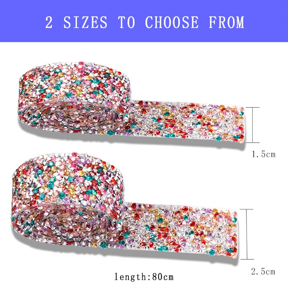 5 Rollen Kristall Strass Band – 5 Größen (1-3 Cm), Selbstklebend, Für Deko, Hochzeit, Basteln