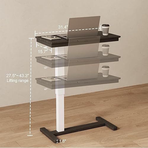 Miniatura 11 de Mesa de Cabecera de Madera Maciza sobre la Cama con Ruedas, Mesa de Cama de Hospital Médica Ajustable con Superficie Inclinable sobre la Cama,