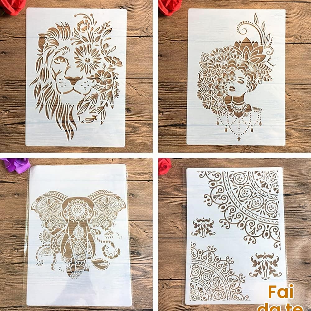 10 Pezzi Fogli da Stencil Bianchi Mylar A4, Quadrati Vuoti in Mylar, Acrilico Trasparente per Taglio Fai-da-te