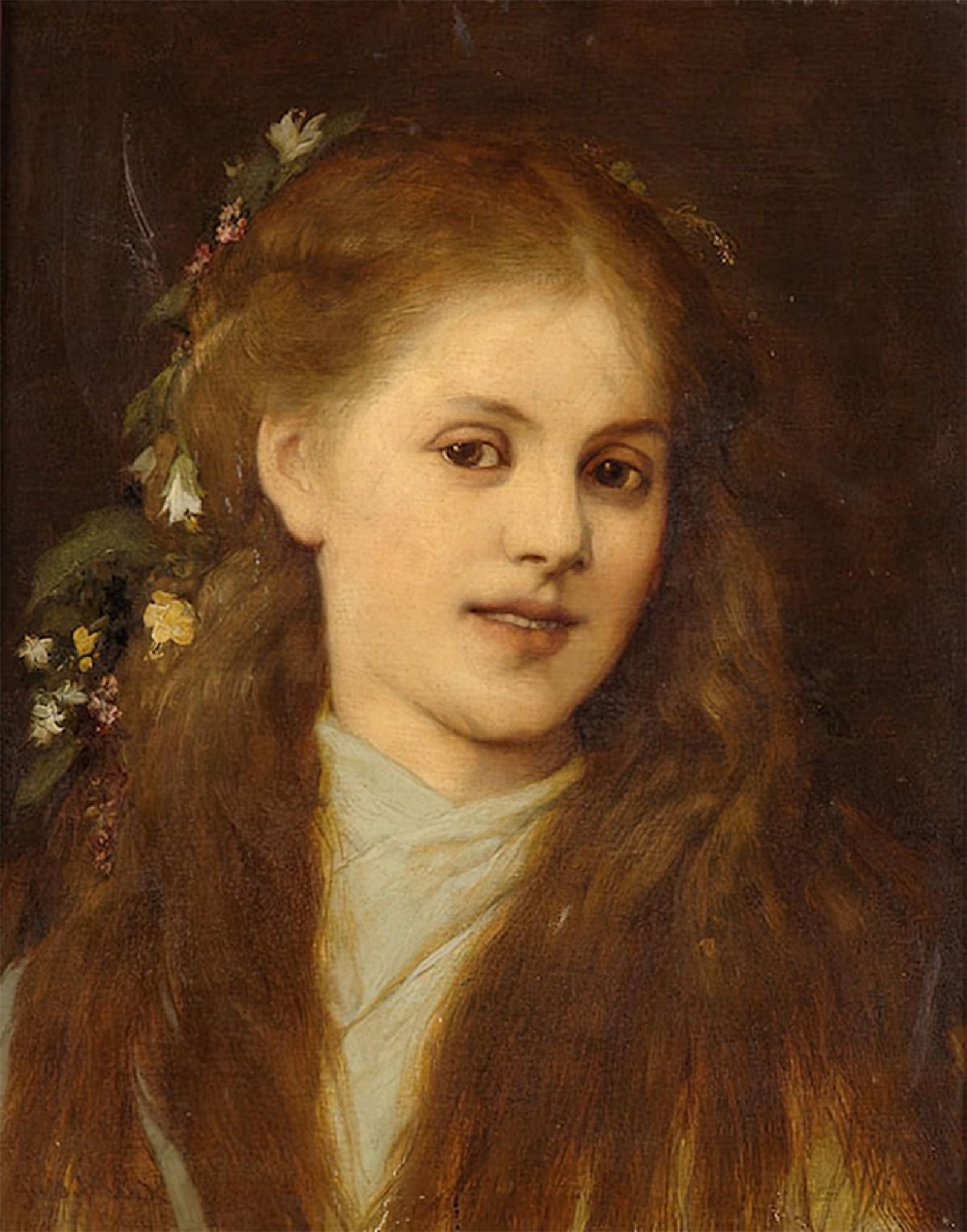 SERENDIPITP Aesthetic Poster Photo Wall Print Retro Picture Woman with Flowers in Her Hair Gabriel Cornelius Ritter Von Max Modern Wall Artwork for Home Decor 60x90cm