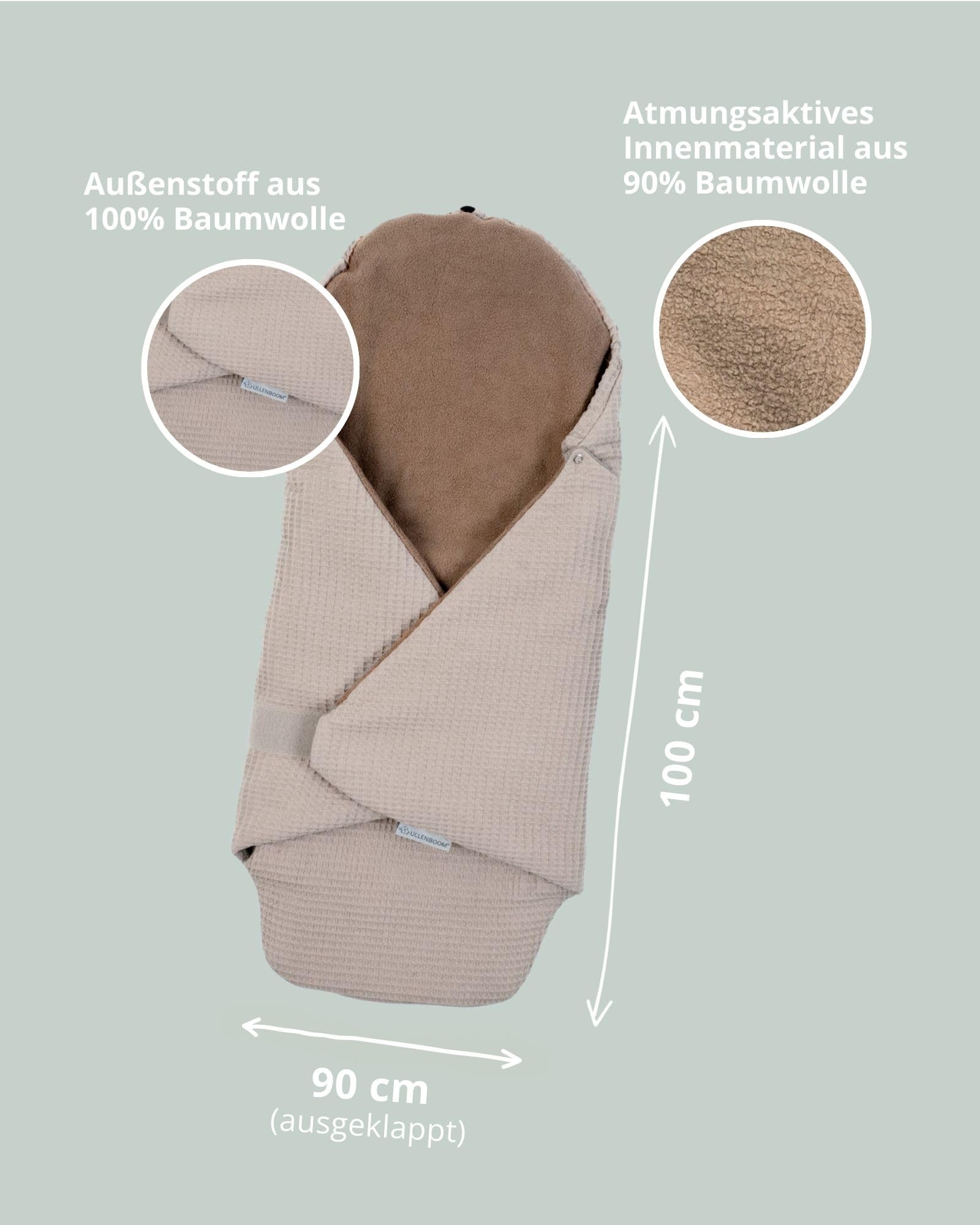 ULLENBOOM Einschlagdecke Babyschale Sommer Oeko-TEX Made in EU Leichte Babydecke für Kindersitz Kinderwagen Buggy 0-9 Monate 0,5 TOG
