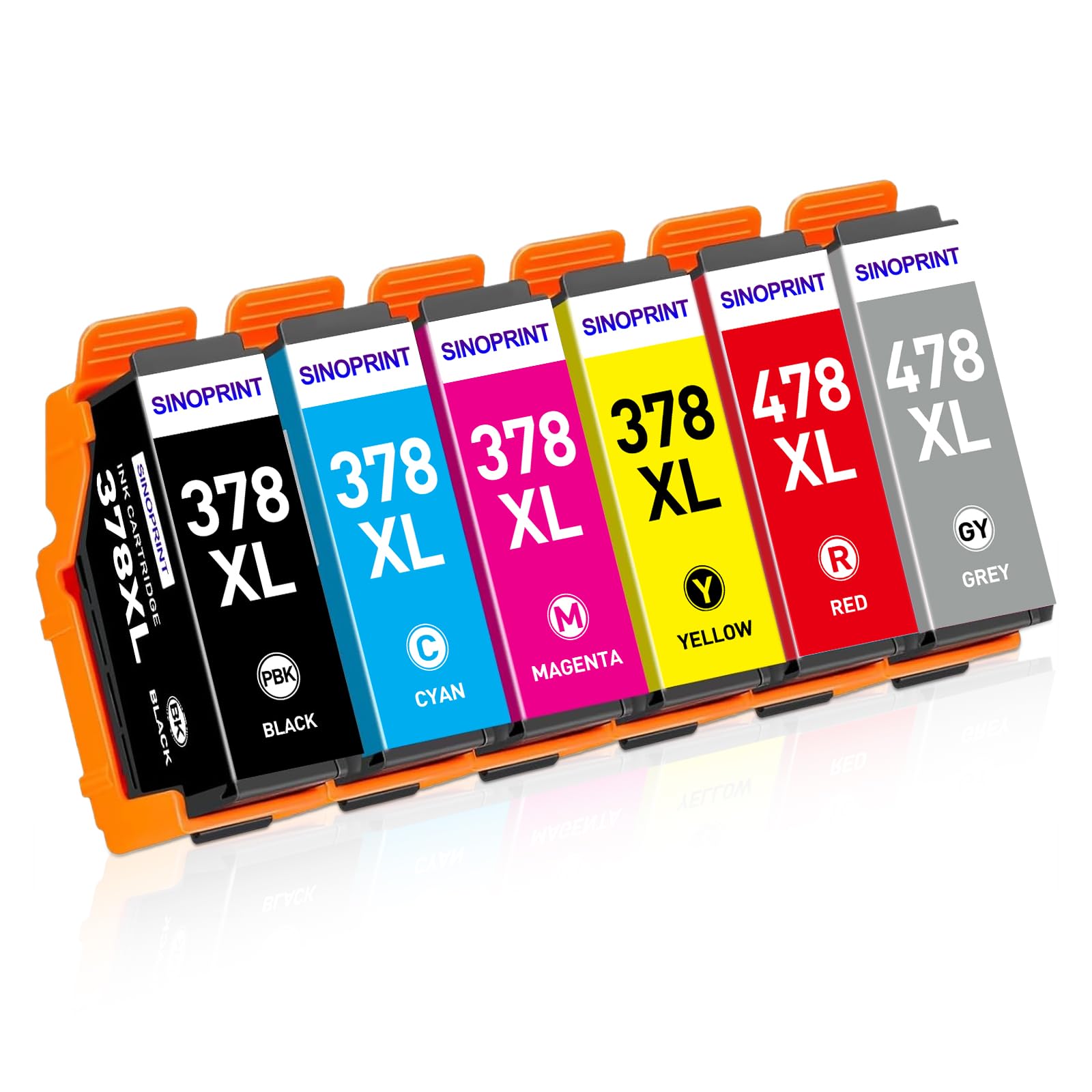 SINOPRINT 378XL 478XL Druckerpatronen Kompatibel mit Epson 378 XL 478 XL Patronen Multipack für Expression Photo HD XP-15000 XP15000(1 Rot, 1 Grau, 1 Schwarz, 1 Cyan, 1 Magenta, 1 Gelb)