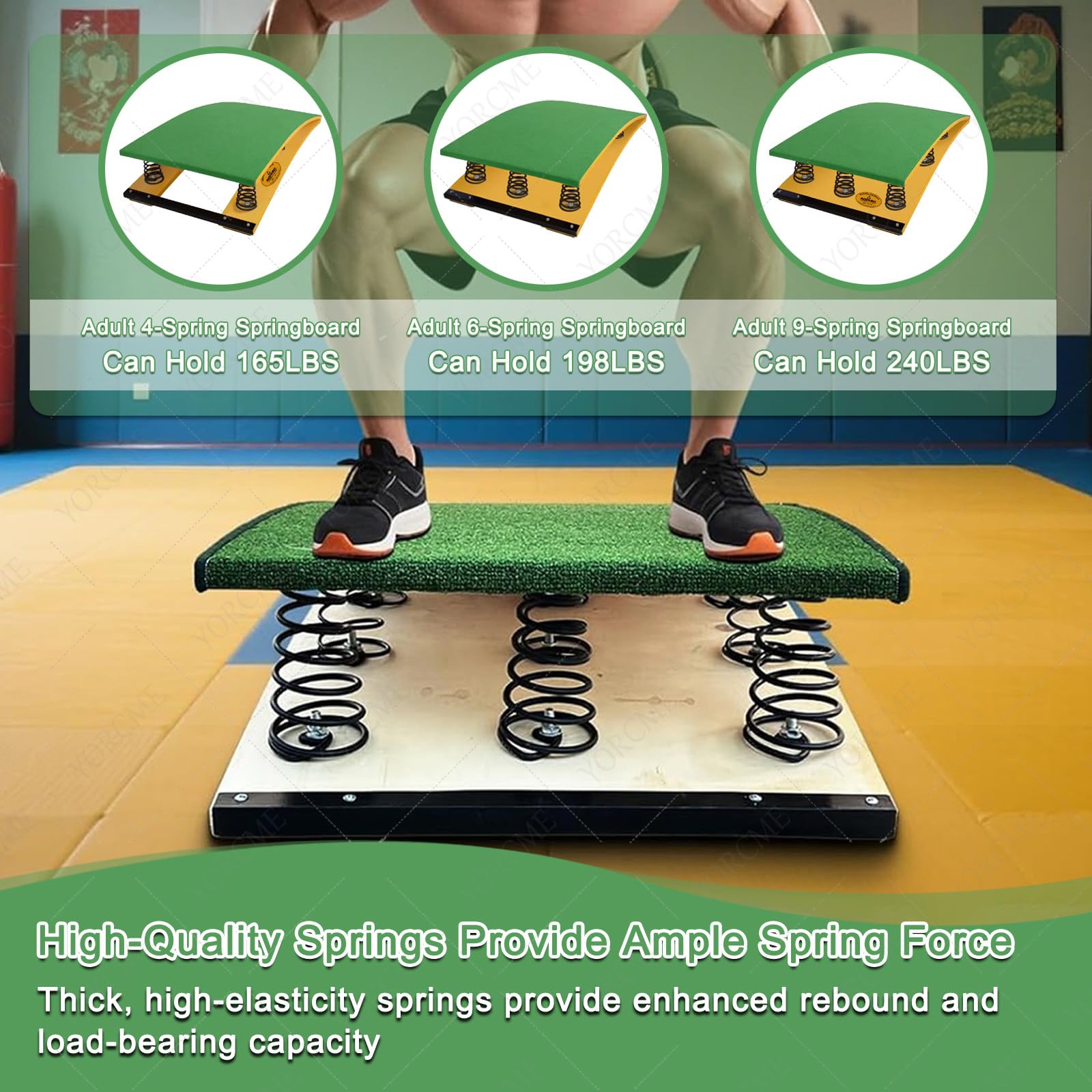 Trampolino Multisport, Attrezzatura per Allenamento E Volteggio, Pedana di Supporto al Salto - Ginnastica/Wushu/Tuffi, Design A 4/6/9 Molle, Impermeabile per Piscina/Uso Esterno 6Springs