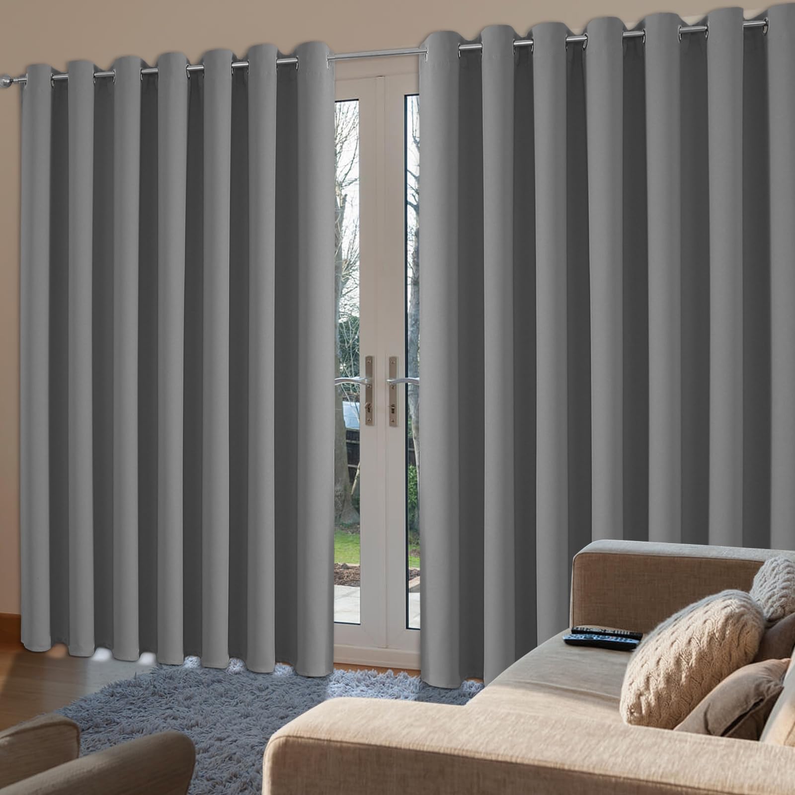 Cortinas Ojales Marrones Cortinas Opacas Para Patio - 52x84 Pulgadas,  Térmicas Y Con Ojales, Ideal Sala O Dormitorio Ojales Marrones Decoración, image size:1600x1600