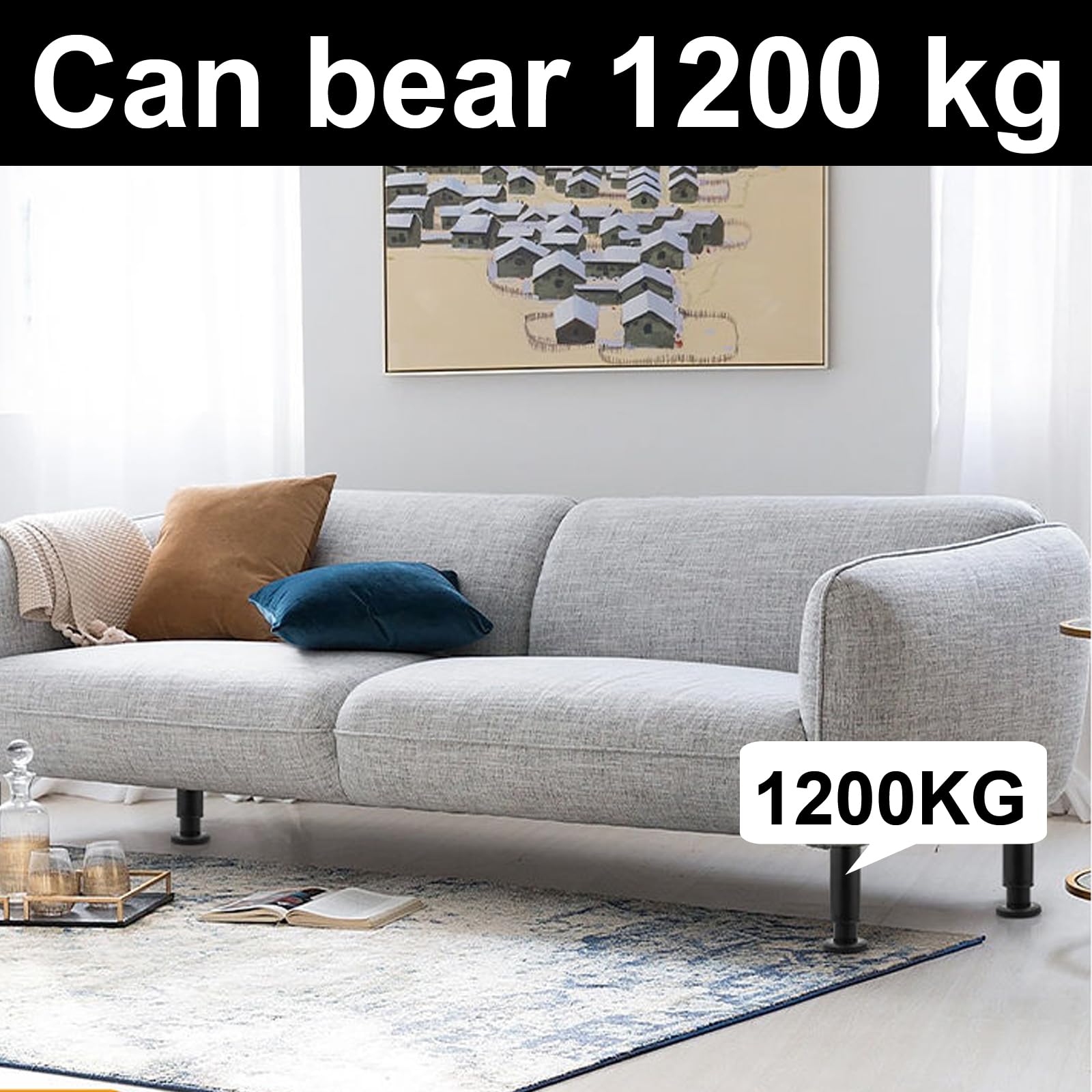 Adjustable Furniture Feet, Pack of 4 Stainless Steel Furniture Feet, Height Adjustable 80 mm, 120 mm, Base Feet, Table Legs - Image 3