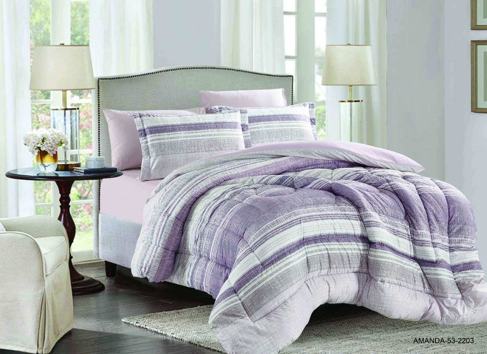 EliteHome Elegant Bliss Single Size 4-Piece Luxury Comforter Set with Pillow Cover, Fitted Sheet, and Pillow Sham