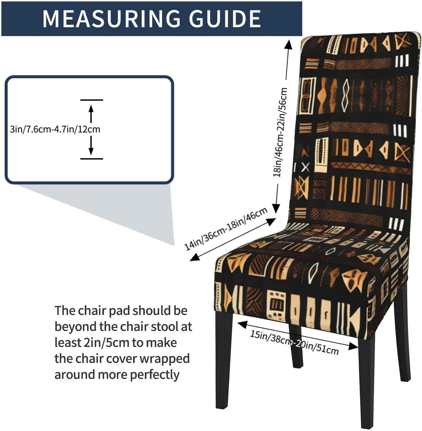 African Mud Cloth Tribal Prints Chair Covers for Dining Room Stretch Chair Cover Decor Chair Slipcovers for Home Party
