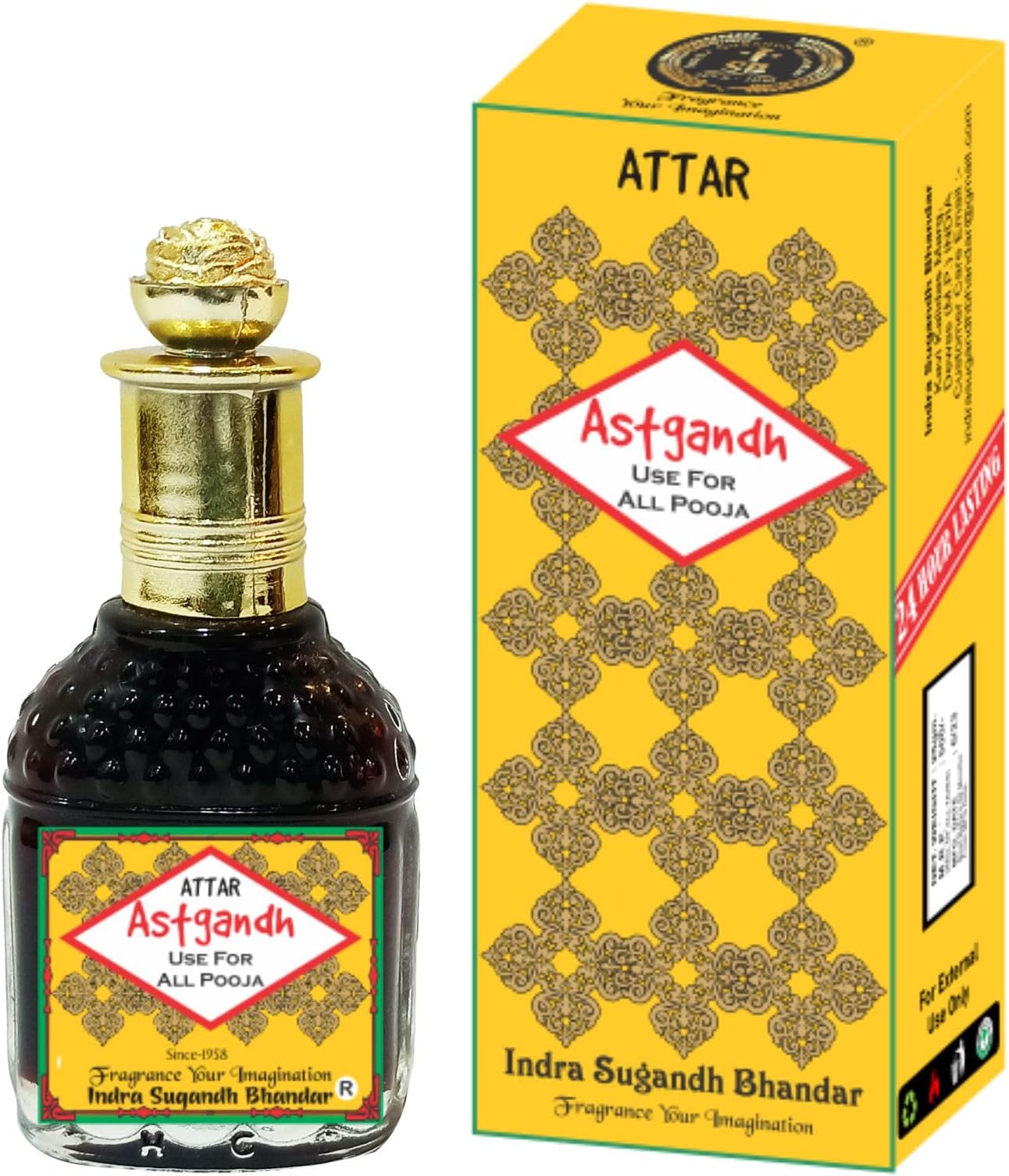 INDRA SUGANDH BHANDAR Attar For Men|Women Ashtagandha with 8 Variant Combination Kasturi, Amber, Kesar, Chandan, Gulab, Oudh, Hina Mix Rich & Divine 24 Hours Long Lasting Fragrance 25ml Rollon Pack