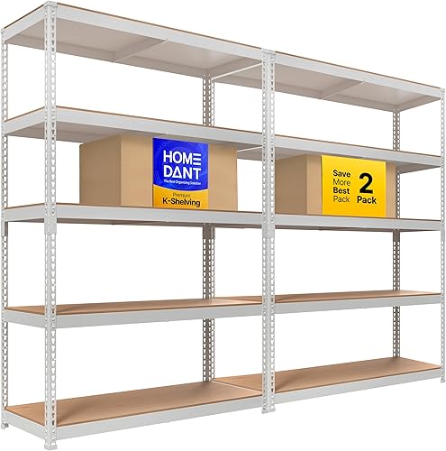 Miniatura 16 de HOMEDANT - Estantería de garaje de 5 niveles de 47.7" de ancho profundo, estante de almacenamiento ajustable de metal resistente, estantes de pie,