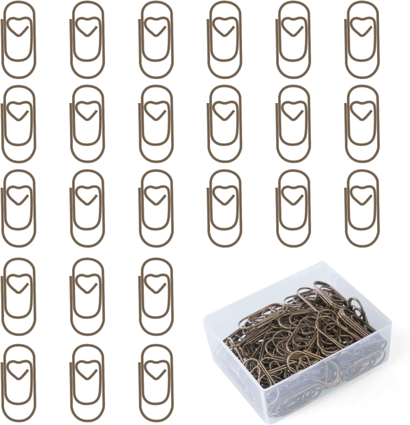 Vicloon Small Paper Clips, 130Pcs Heart Shaped Paperclips Metal Paper