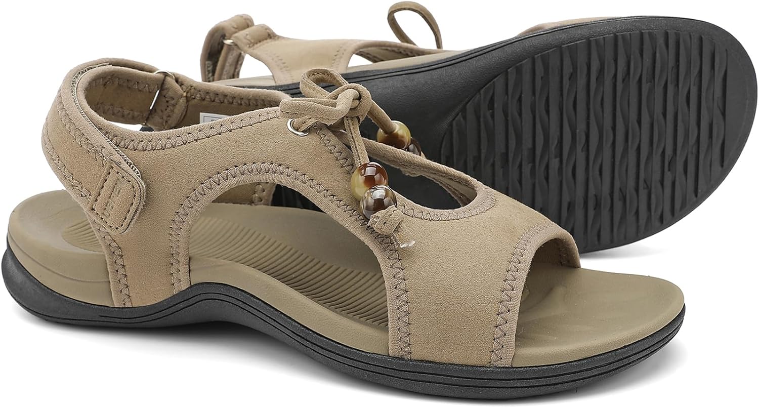 UBFEN Womens Walking Sandals with Arch Support Comfortable Flats Sandal for Hiking Beach Golf Travel Camping