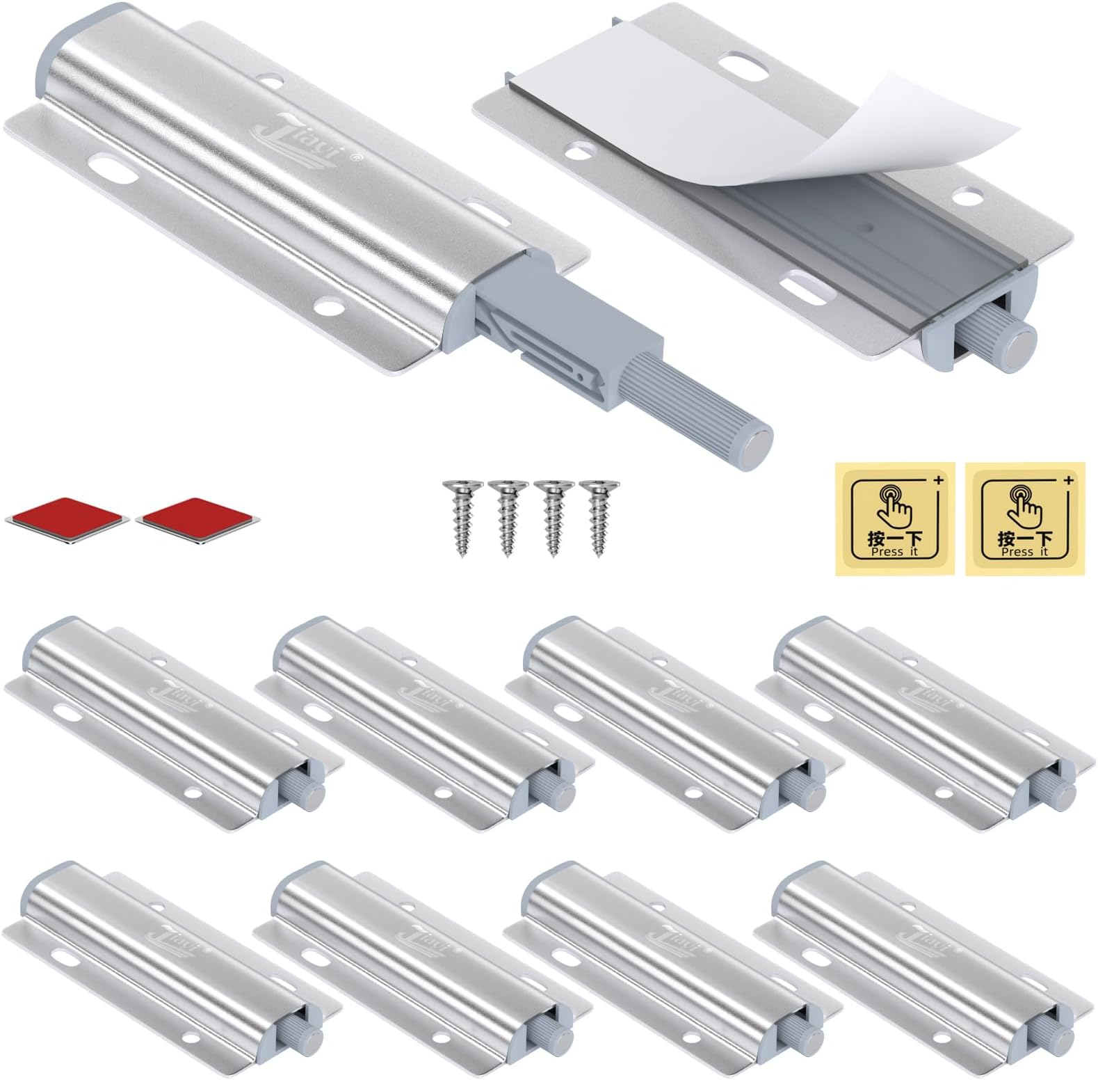 Jiayi Magnetic Push Latches for Cabinets 10 Pack Push to Open Door Latch Heavy Duty Touch Latches Kitchen Door Push Release Latch for Drawer Closure Push Catch Pop Out Cabinet Hardware