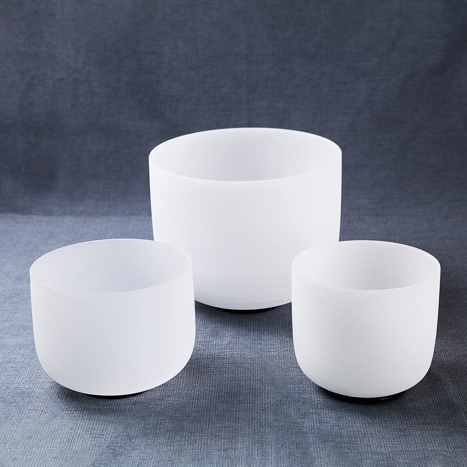 Hye-eun Set di 3 campane tibetane in cristallo di quarzo per la guarigione del suono, con custodia per il trasporto, 8" A 10" E 12" D Crystal Singing Bowl