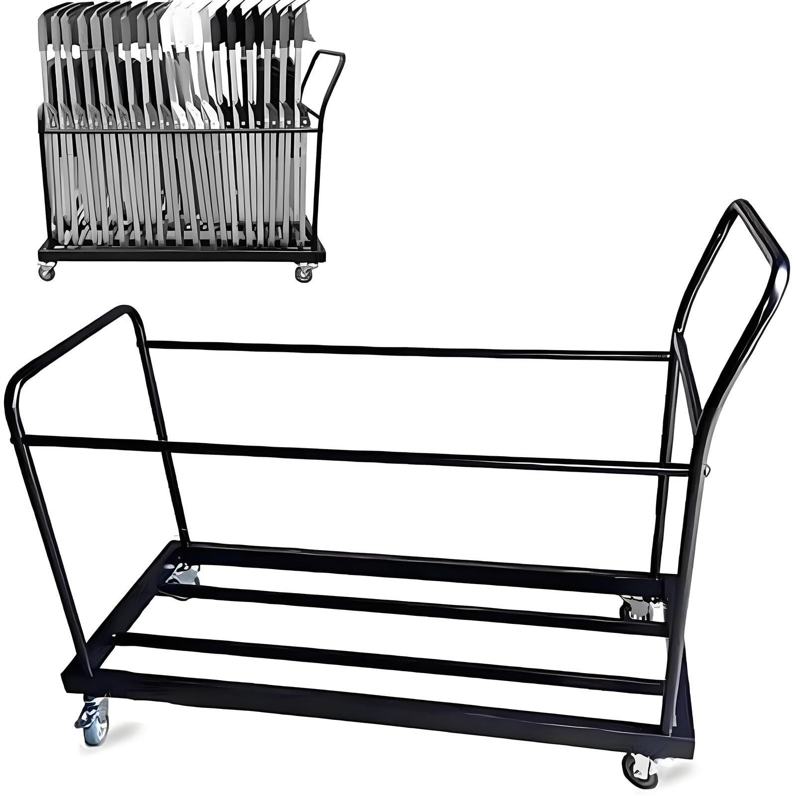 ERSINIAN Folding Chair Dolly Cart, Commercial Trolley for Stackable Chairs, Multifunctional Storage Solution