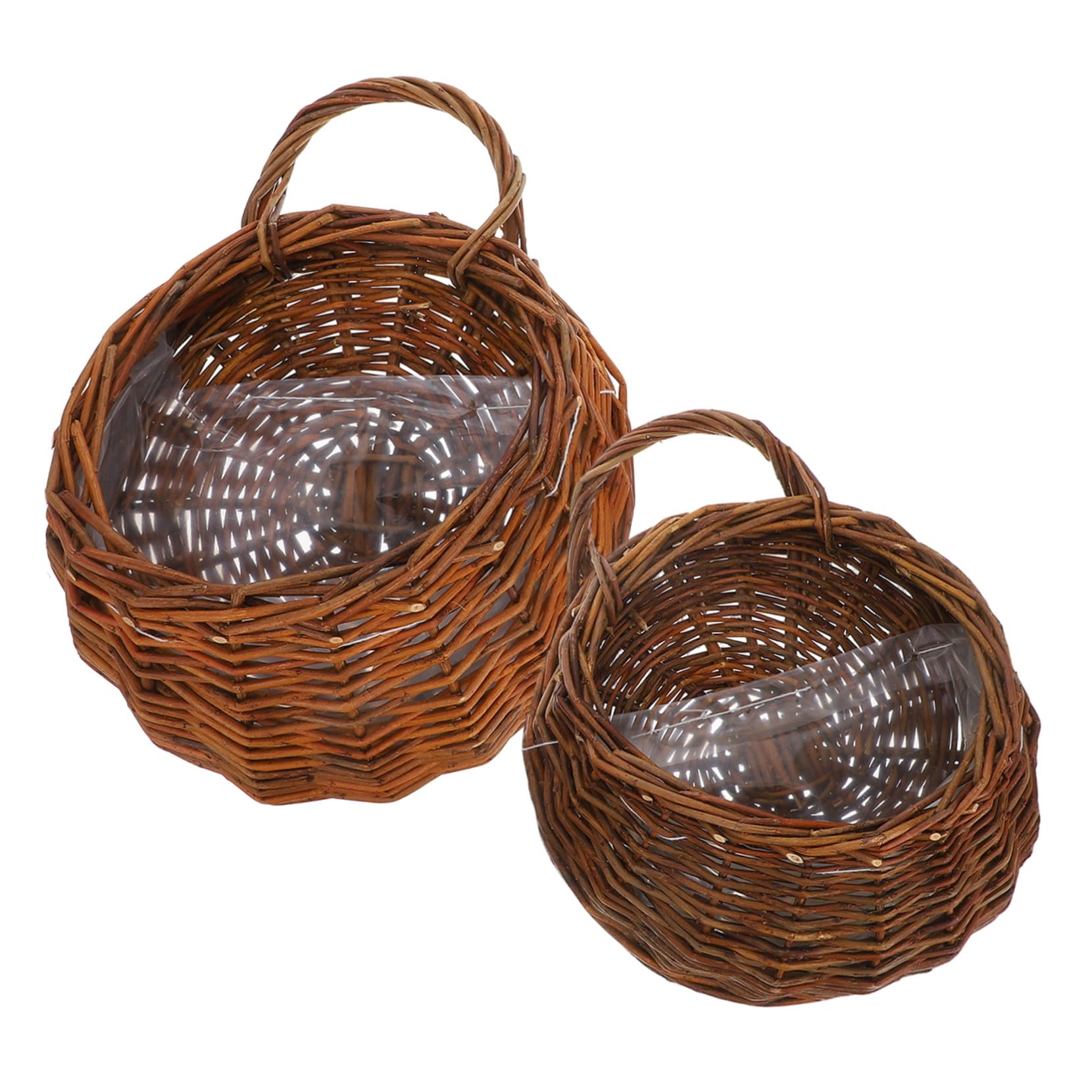 2 Stück Handgewebter Rattan Wandblumenkorb Hängender Blumentopf Für Wanddekoration Leicht Für Garten Und Balkon