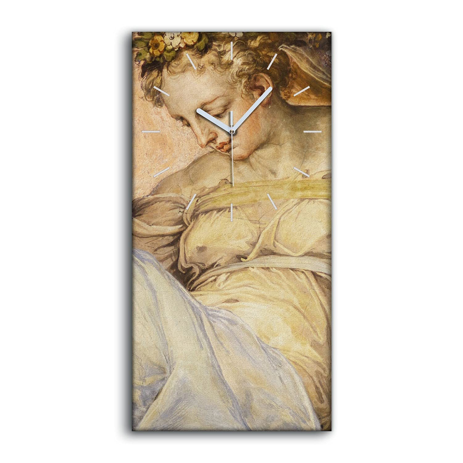 Horloge sur toile silencieuse sans tic-tac avec mains blanches, tableau mural moderne 30x60