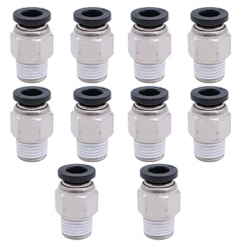 mxuteuk 10pcs Push to Connect Tube Fittings Pneumatic Male Straight 1/4