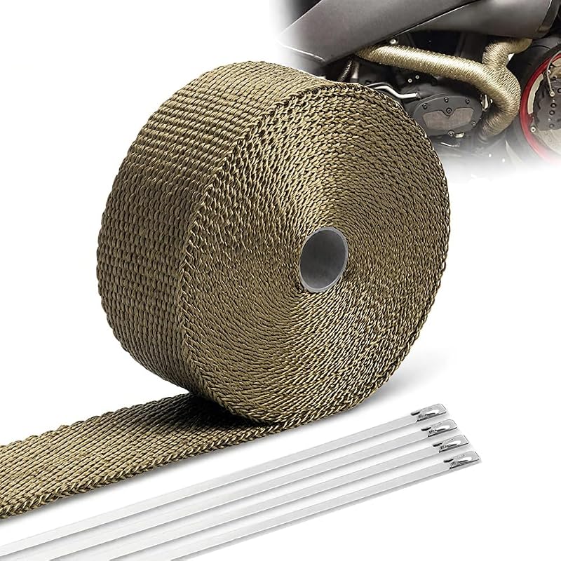 Manta térmica para escapamento BARTOO em fibra de basalto 5,08 cm x 15,24 m para motocicleta – Kit com abraçadeiras