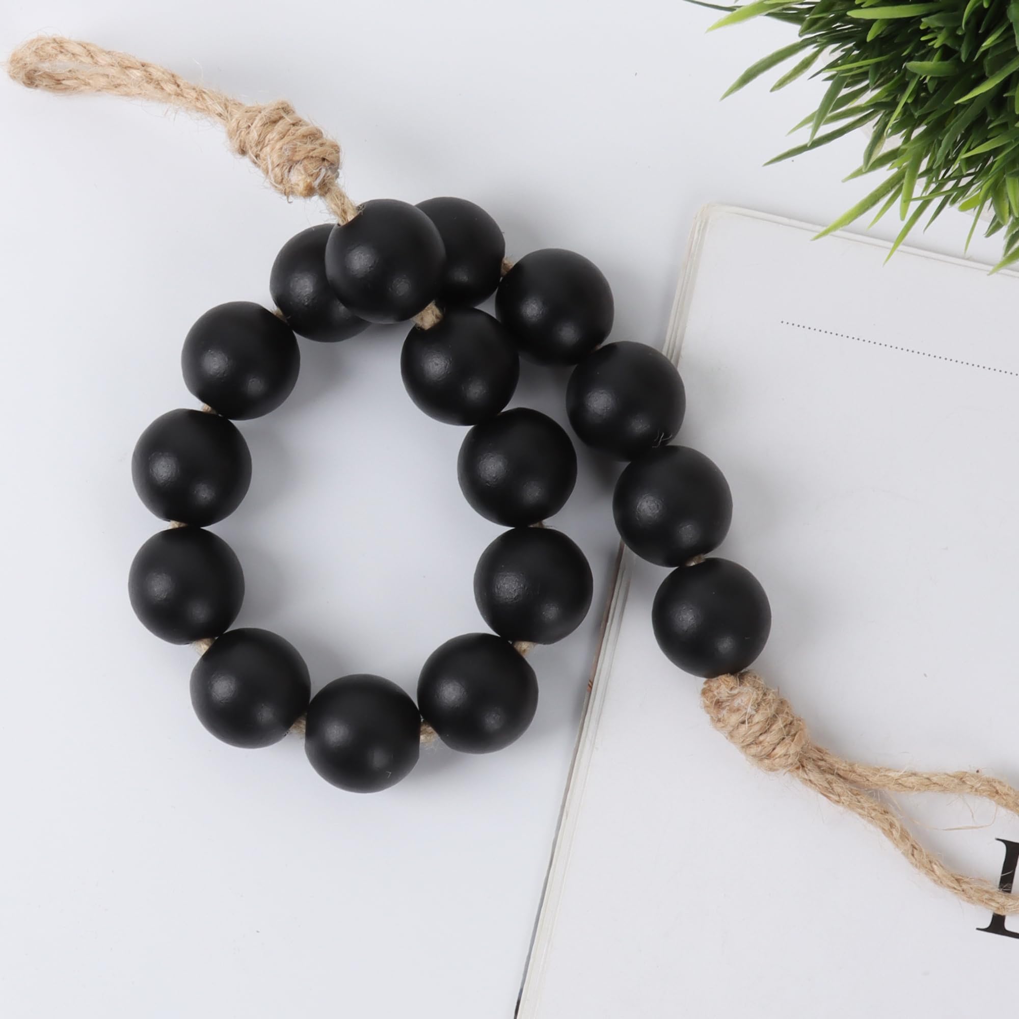 Toilet Paper Holder Wood Bead Toilet Paper Roll Holder, Black — Amazon image 5