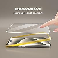Vista 2 de Ailun Paquete de 3 Protectores de Pantalla para iPhone 15 Pro [6.1 pulgadas] + Paquete de 3 Protectores de Lente de Cámara con Marco de Instalación
