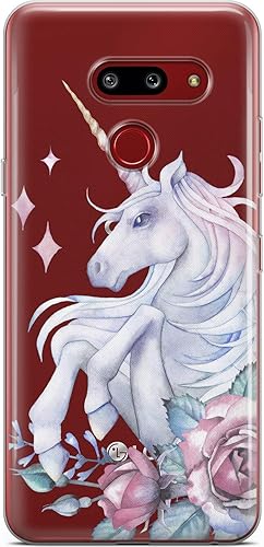 Miniatura 3 de Mertak Clear Phone Case Compatible with LG Stylo 6 5 4 K61 K51S K41S K30 K20 Q70 Q60 Fairytale Women Horse Roses TPU Girls Slim Pastel Lightweight