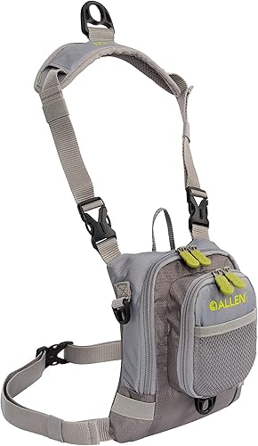Miniatura 1 de Allen Company Fly Fishing Packs - Chest Pack with Padded Neck Strap, Zip Down Work Station, Interior Pockets for Storage - GrayLime or Olive Green