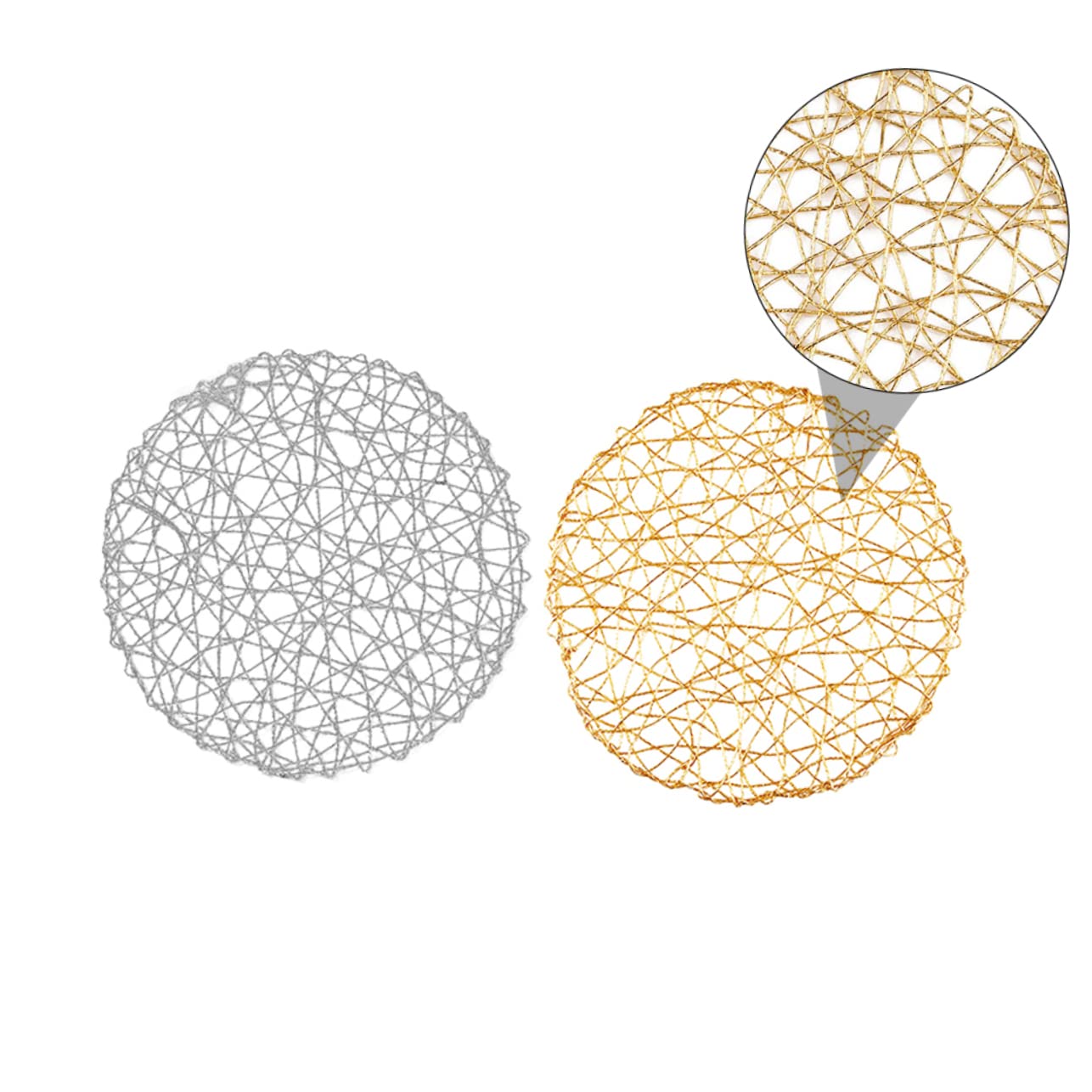 PRETYZOOM 3 Set Eleganti Tovagliette Rotonde Intrecciate in Fibra Di Carta Per Tavolo Da Pranzo 2 Pezzi * 3