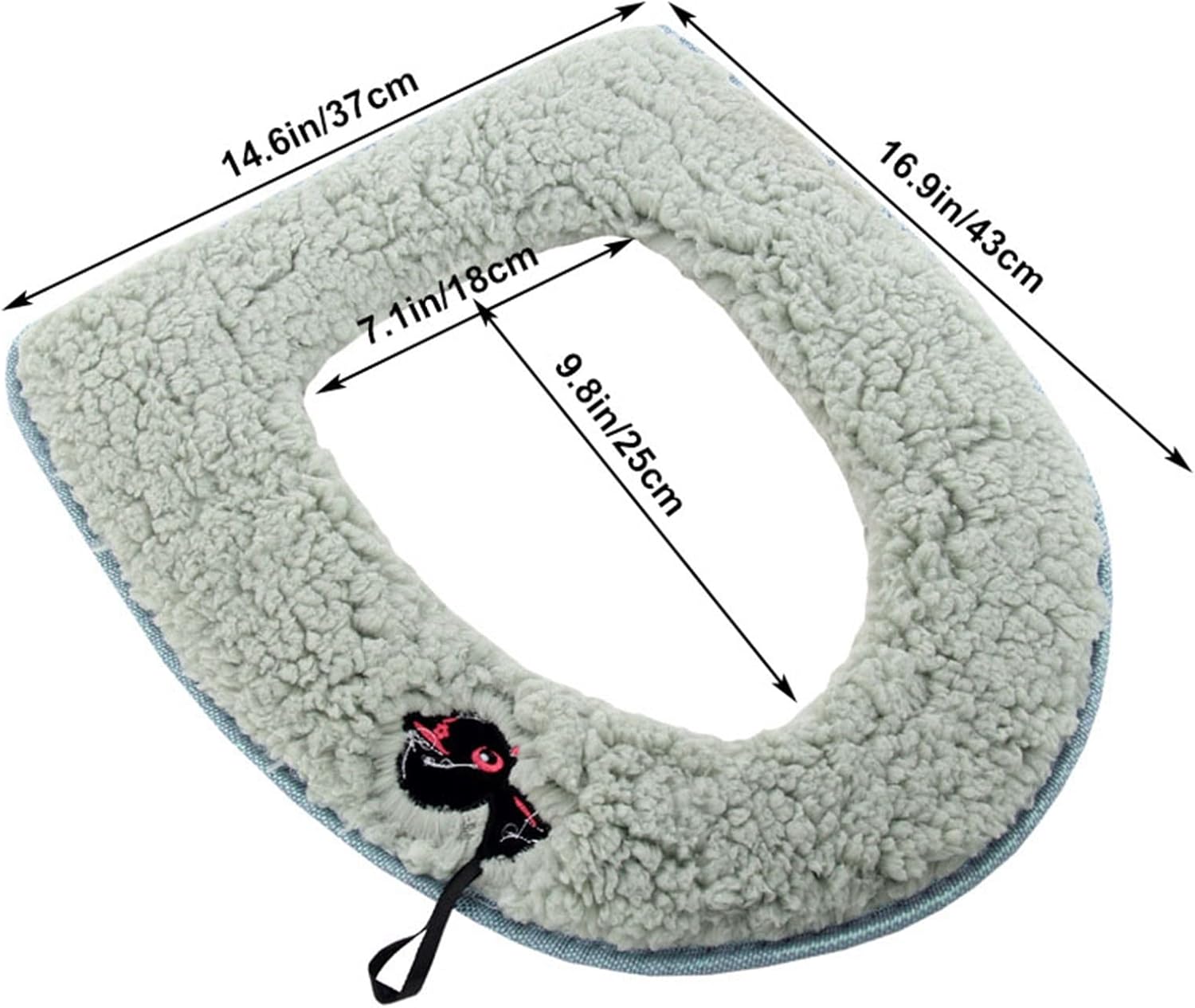 Winter Warm Toilet Seat Cover Cartoon Cat Soft Coral Plush Toilet Mat Bathroom Accessories(Green)