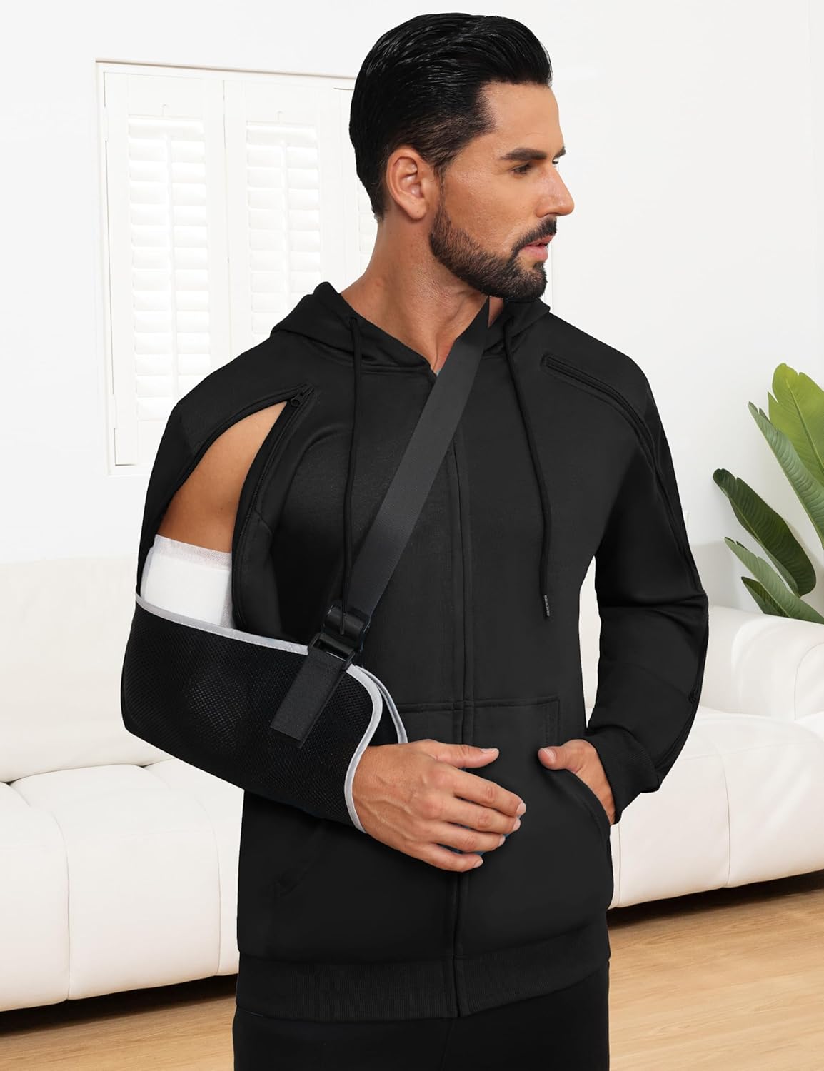 Dialysis Sweatshirt with Arm Zipper Jacket Full-Zip IV Hoodie for Dialysis Clothing Chemo Hoodie with Pockets - Image 5