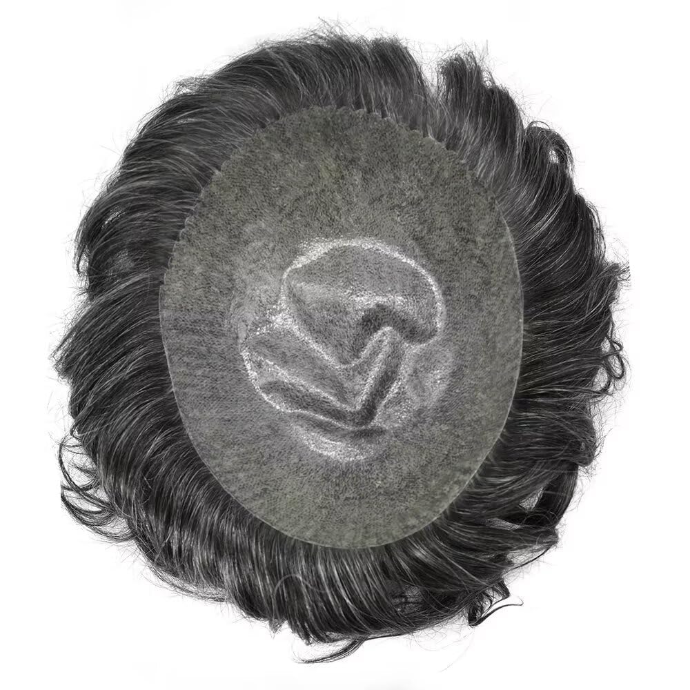 Toupee for Men Durable Thin Skin MensToupee Hairpiece 0.1MM PU Injected Human Hair Replacement Systems Black Brown Blonde Gray Hair Wig Units #230 2# DARKEST BROWN WITH 30% SYNTHETIC GREY