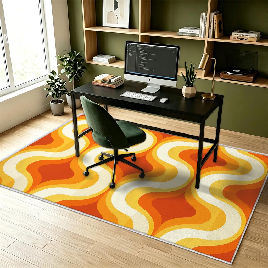 Tapis Orange Jaune Salon Chambre Interieur 160x200 cm