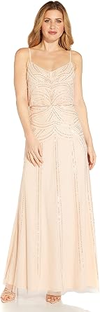 Adrianna Papell Beaded Mesh Blouson Gown