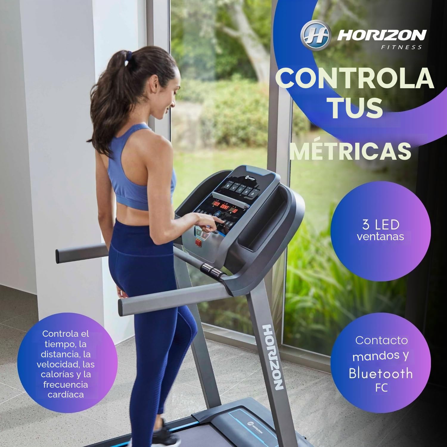 Cintas DE Correr Horizon – hasta 20 KM/H, INCLINACIÓN AUTOMÁTICA, AMORTIGUACIÓN Variable, Bluetooth con ZWIFT Y KINOMAP, DISEÑO Plegable Y SILENCIOSO