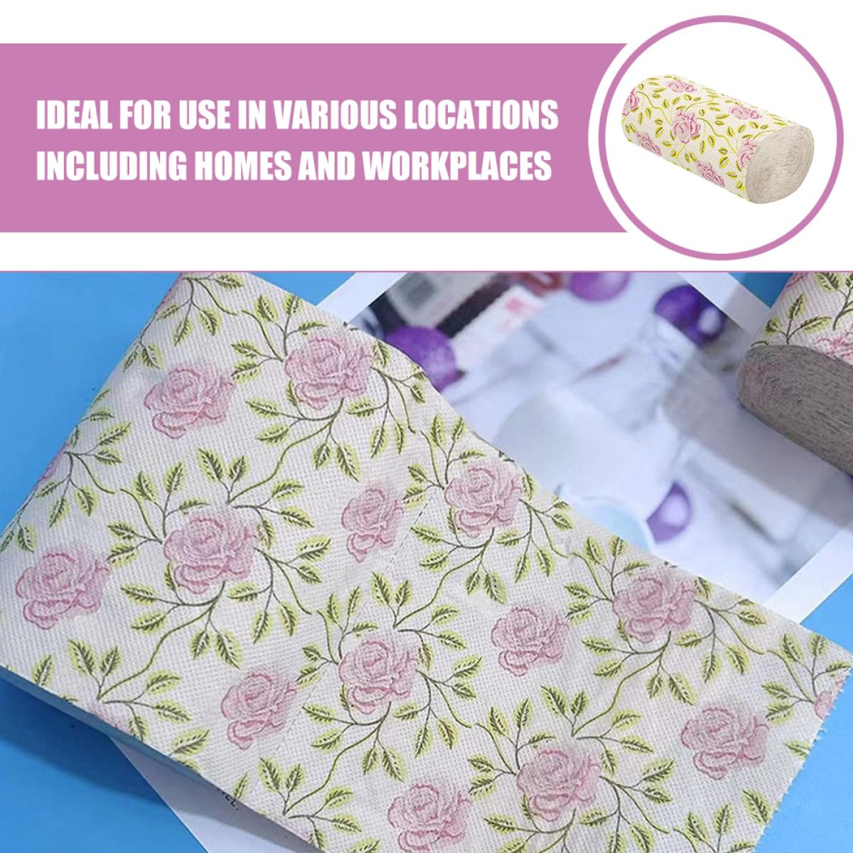 ORFOFE Carta Igienica Commerciale in Polpa di Bambù 10 Pezzi con Stampa Decorativa di Rose, Design Elegante, Pratica e Multifunzionale per Bagno e Ufficio