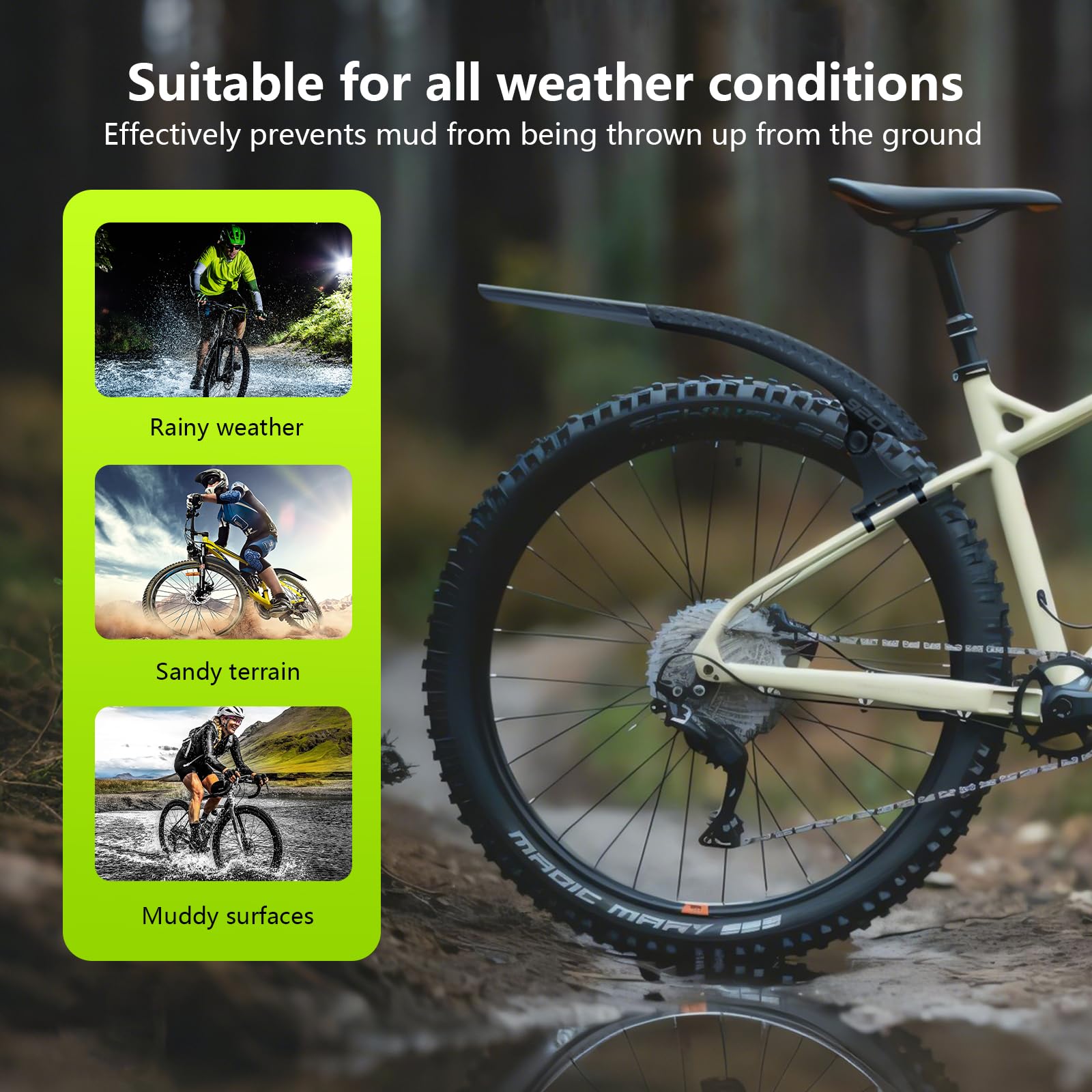auvstar Parafango Bici,Parafanghi Bici Anteriore e Posteriore,Regolabile Parafango Universale per Bicicletta,Adatto per Mountain Bike/Biciclette da Strada/MTB,Adatto per Ruote da 26/27.5/29 Pollici