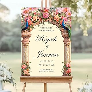 Personalized Indian Punjabi Wedding Welcome Sign, Custom Indian Traditional Haldi Ceremony Welcome Sign, Indian Wedding Sign, Indian Jaipur Style Wedding Decors, Indian Wedding Sign On Stand#7