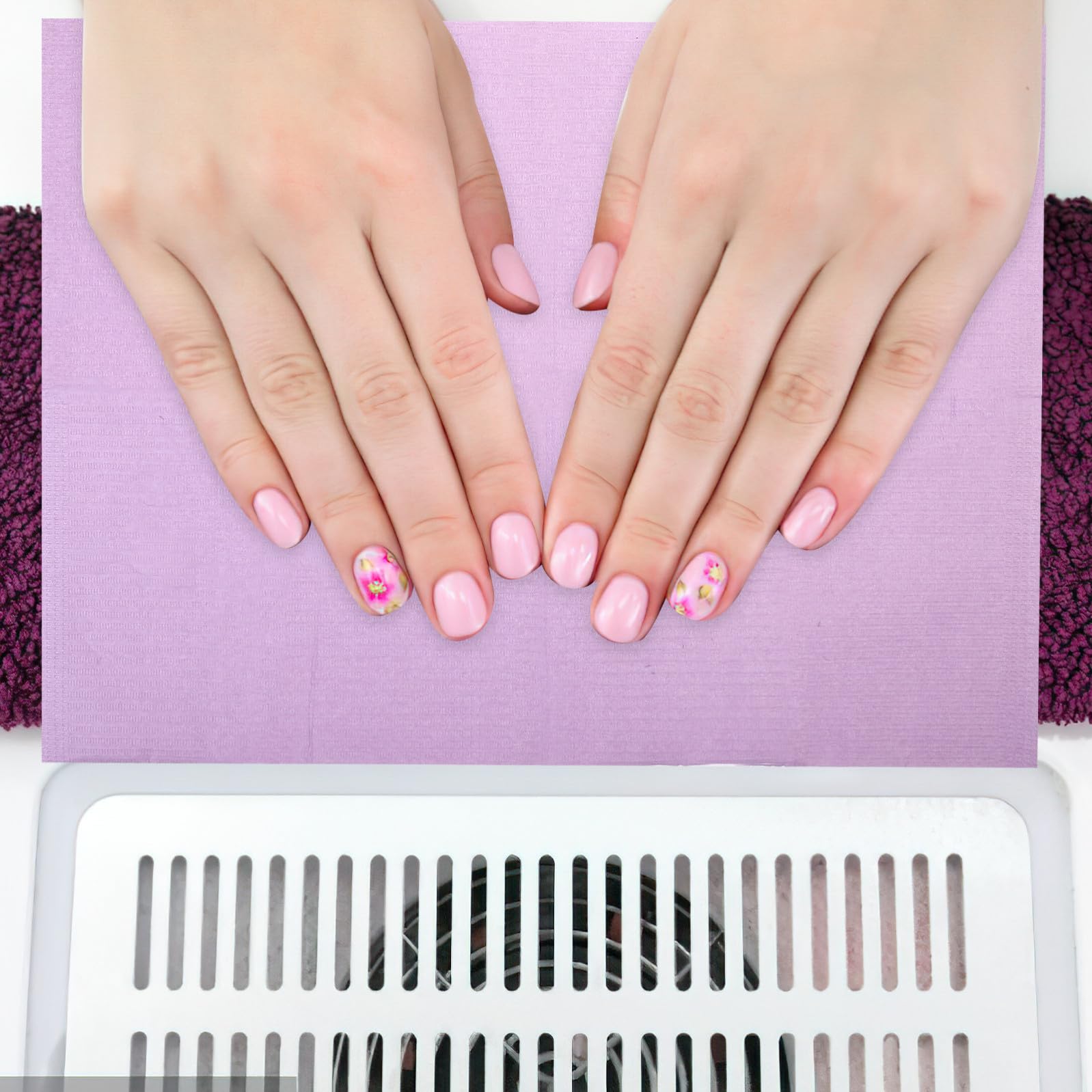 UKCOCO Tovagliette Monouso per Manicure Assorbenti e Protettive Impermeabili Non Tessuto Porpora 125 Fogli per Saloni di Bellezza e Pedicure