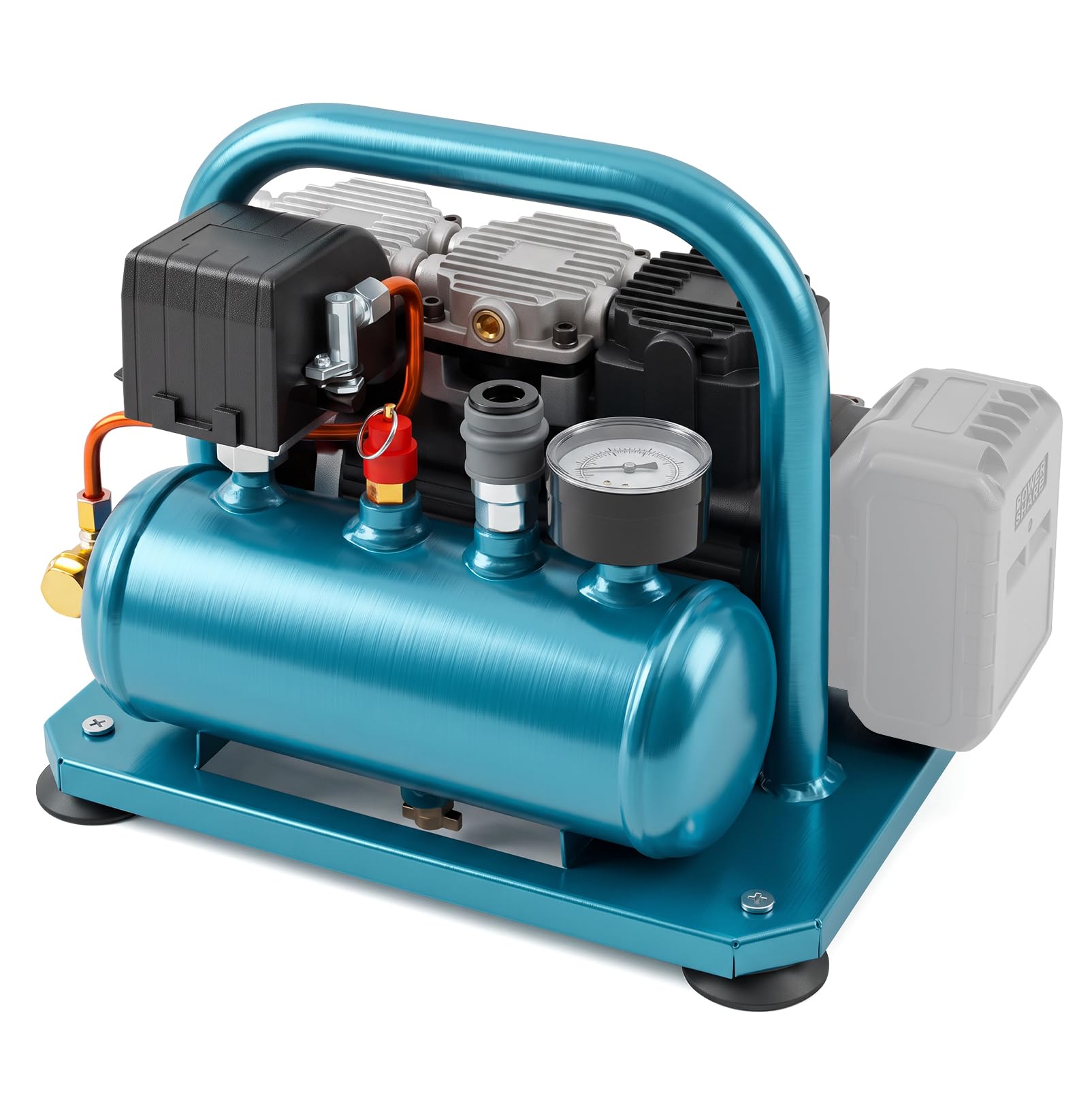 Compressore ad aria compressa a batteria, compatibile con batteria Makita | Compressore d'aria portatile silenzioso da 3 l, 8 bar, senza olio, pressione massima, capacità bombola di gas