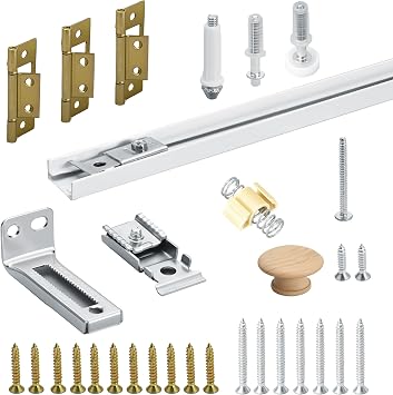 Bifold Door Hardware, 48" Bifold Closet Door Track Replacement Kit, Folding Pocket-Door Hardware Repair Kit with Pivot, Guide Wheel and Bracket,Closet-Door Track for Bedroom, Laundry Room