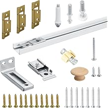 Bifold Door Hardware, 48" Bifold Closet Door Track Replacement Kit, Folding Pocket-Door Hardware Repair Kit with Pivot, Guide Wheel and Bracket,Closet-Door Track for Bedroom, Laundry Room