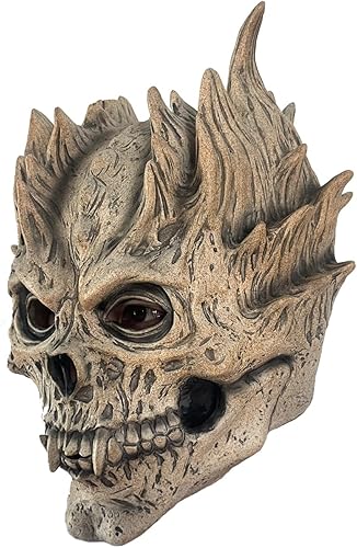 Miniatura 2 de Máscara de esqueleto de calavera aterradora, demonio de terror, máscara espeluznante de Halloween, mascarada, cosplay, fiesta, accesorios de