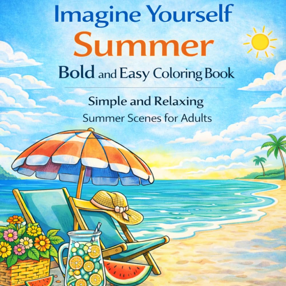 Imagine Yourself Summer Bold and Easy Coloring Book: Simple and Relaxing Summer Scenes for Adults (Imagine Yourself Coloring Series)