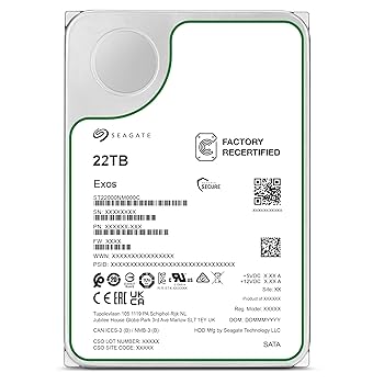 Amazon.com: Seagate Exos 22TB SATA HDD 6Gb/s 7200RPM 3.5