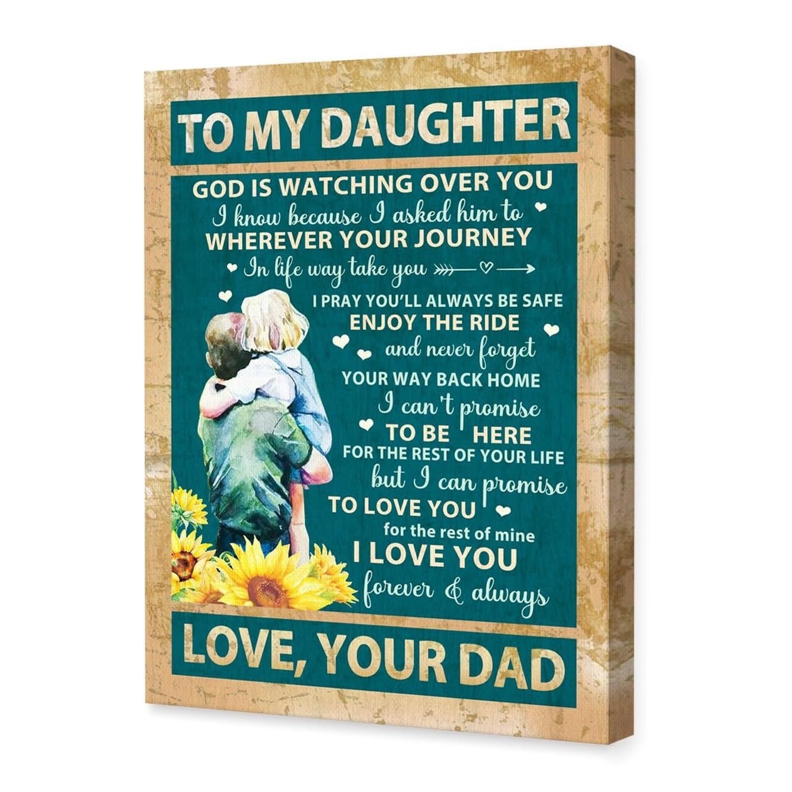 MDBJTCYZN A Father‘s Love Wall-Art - Gift for Daughter from Dad - Inspirational & Blessing Print for Birthday, Graduation or Special Occasion(Framed,16x24inch(40x60cm))